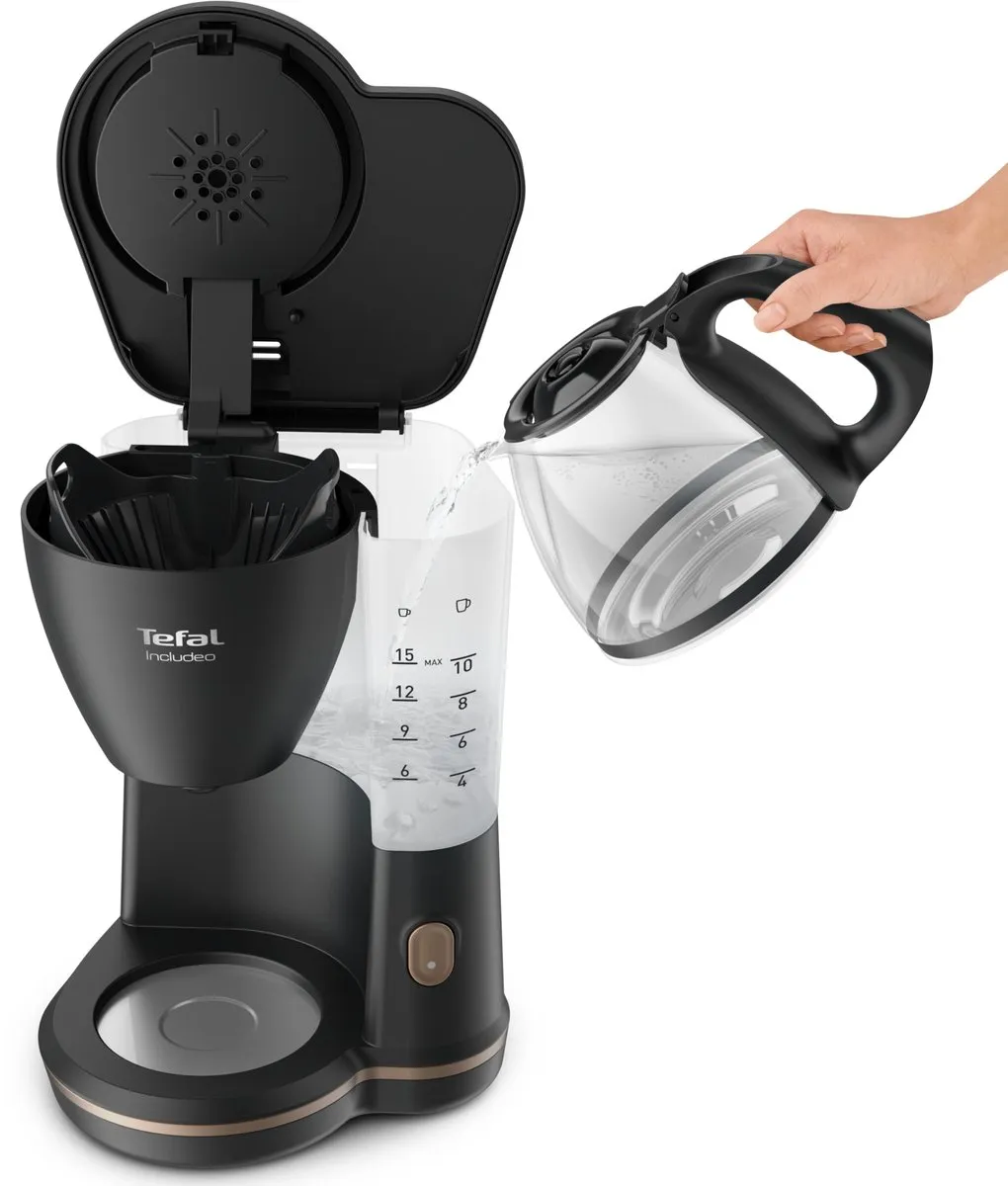 Tefal Includeo CM5338 Filter Koffiezetapparaat 1000W - 15 Koppen Zwart
