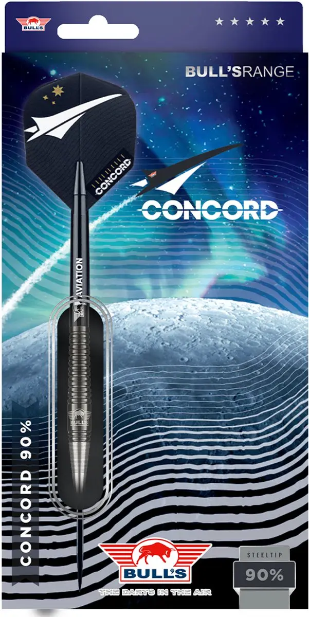 Bull's Concord 90% Dartpijlen 22g - 3 Stuks - Grijs/Zwart