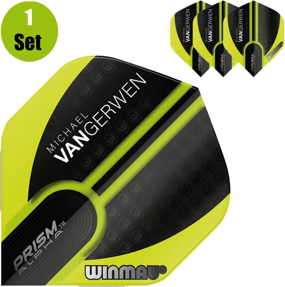 Winmau Michael van Gerwen Prism Alpha Dart Flights - 3 Stuks - Zwart/Groen