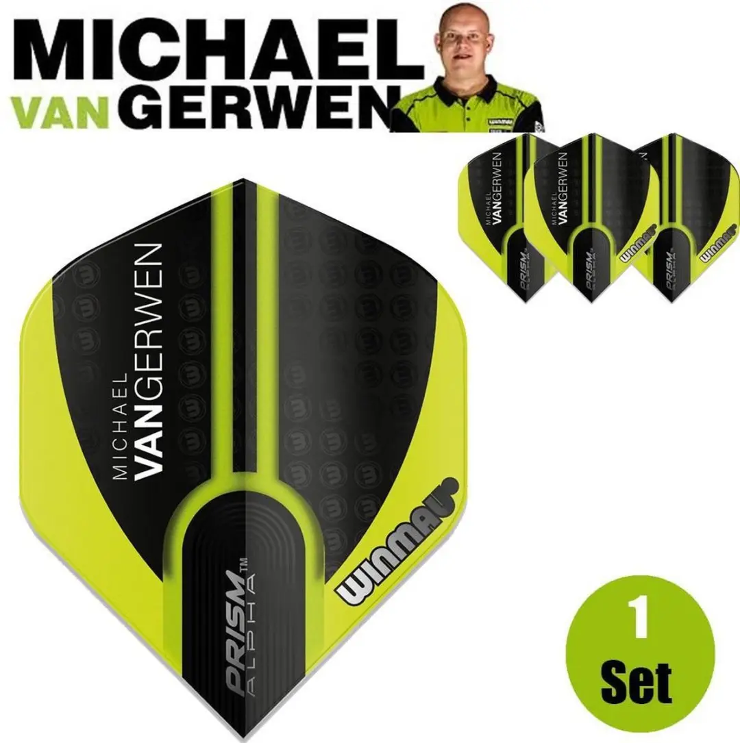 Winmau Michael van Gerwen Prism Alpha Dart Flights - 3 Stuks - Zwart/Groen