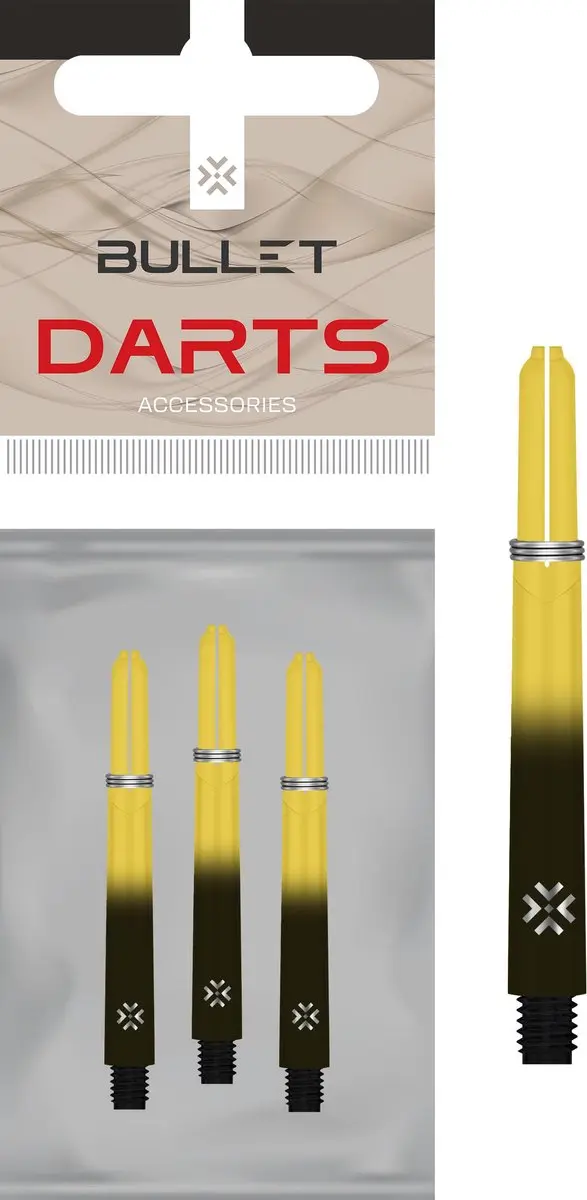 Bullet Shafts 48mm - Zwart/Geel - 3 Stuks
