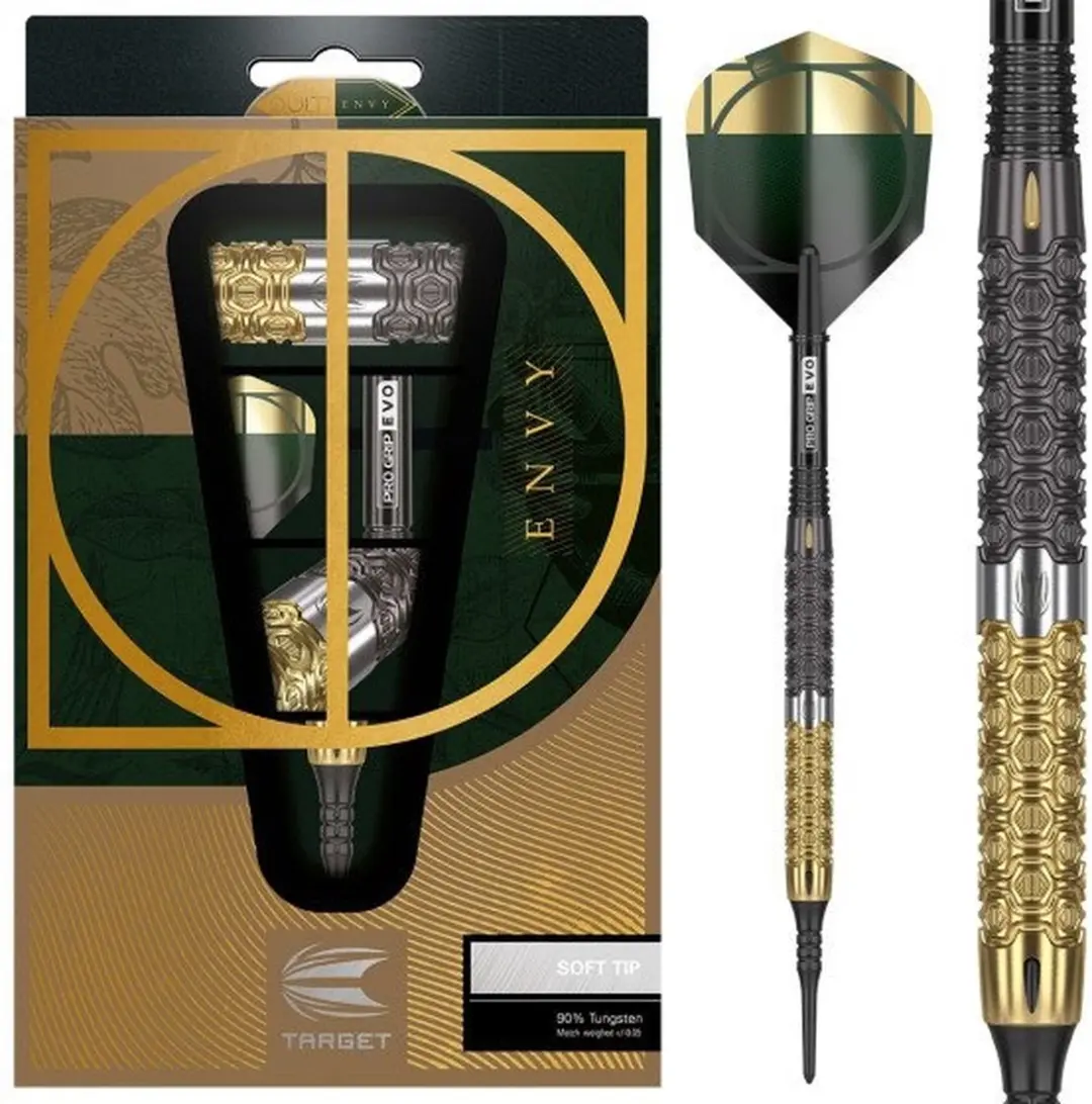 Target Cult Envy 10 90% Soft Tip Darts - 3 Stuks - Goud/Zwart