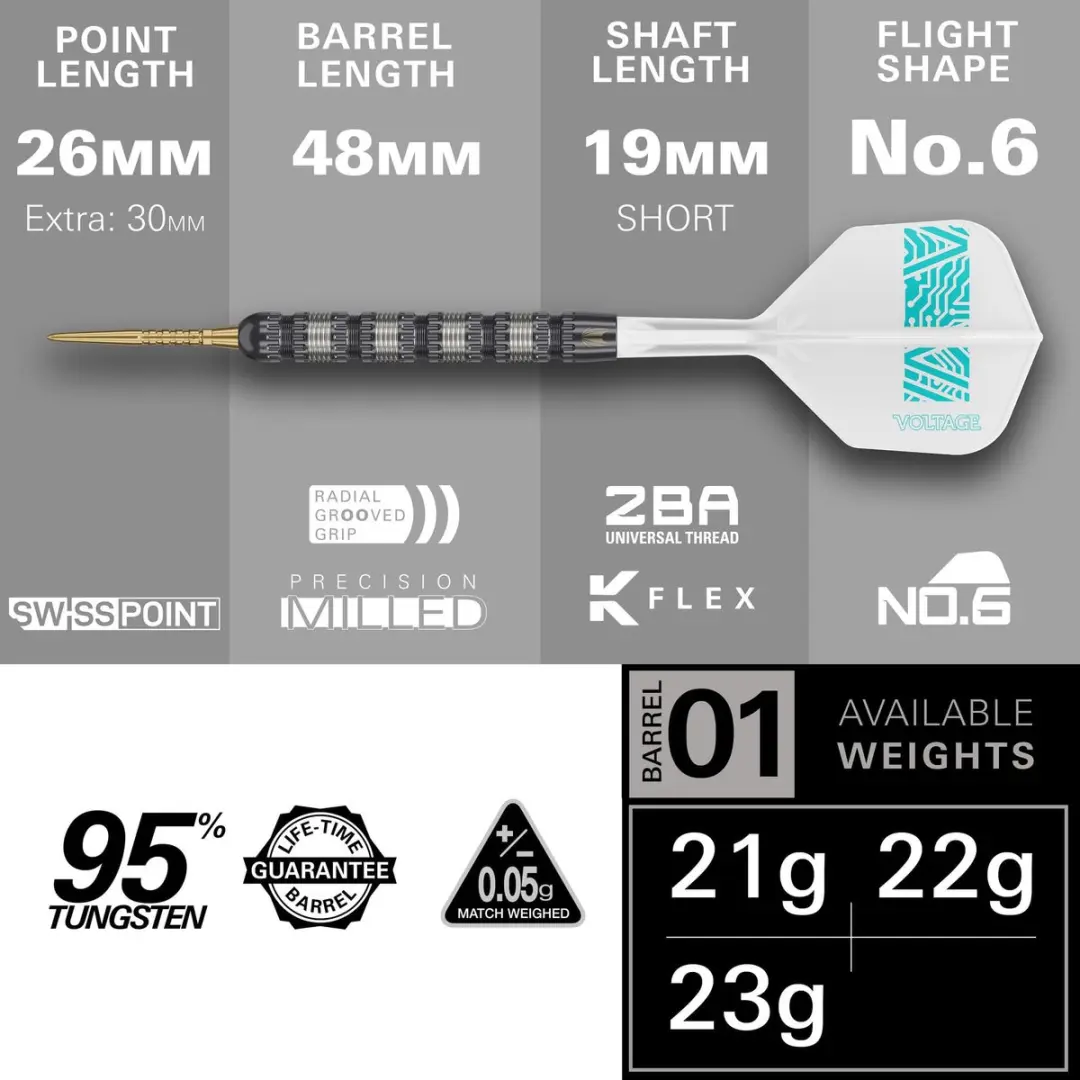 Target Rob Cross 95K Swiss Point Dartpijlen - 3 Stuks - Zwart