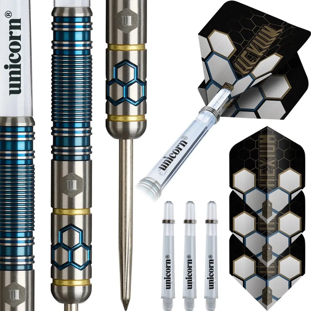 Unicorn Hexium 2 Dartpijlen 3 Stuks - Blauw/Goud
