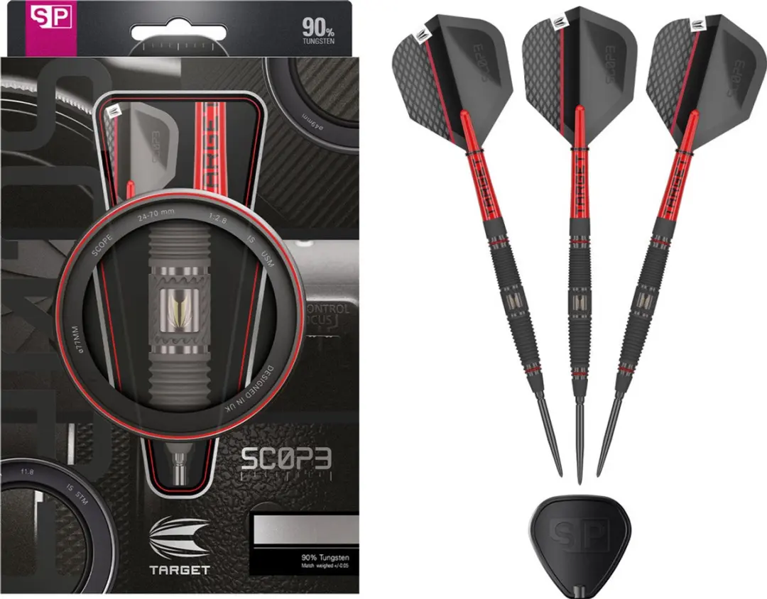 Target Darts Scope Steel Tip Dartset - Barrel 04 22G - 90% Tungsten - 3 Stuks