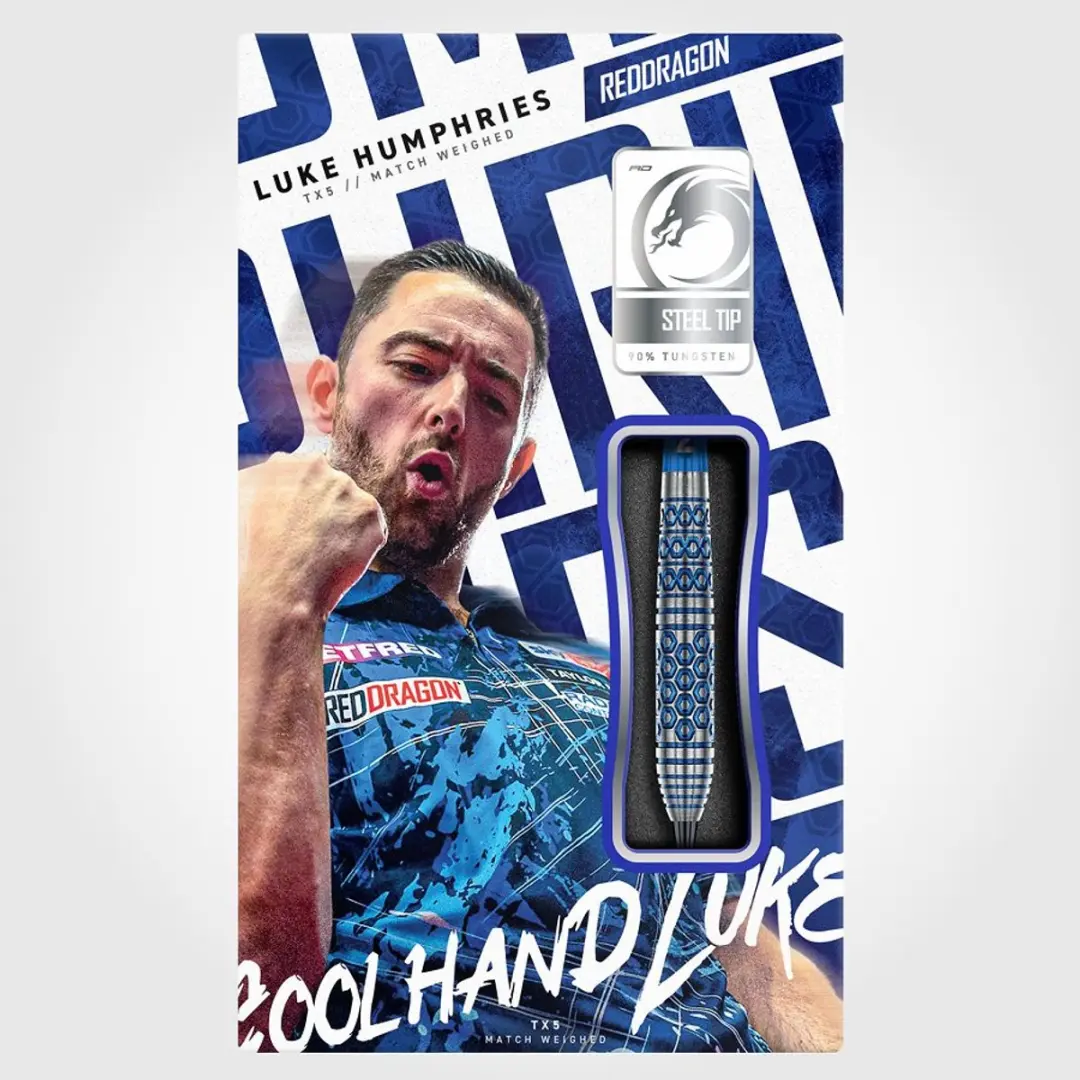 Red Dragon Luke Humphries TX5 Dartpijlen 3 Stuks - Zilver/Blauw