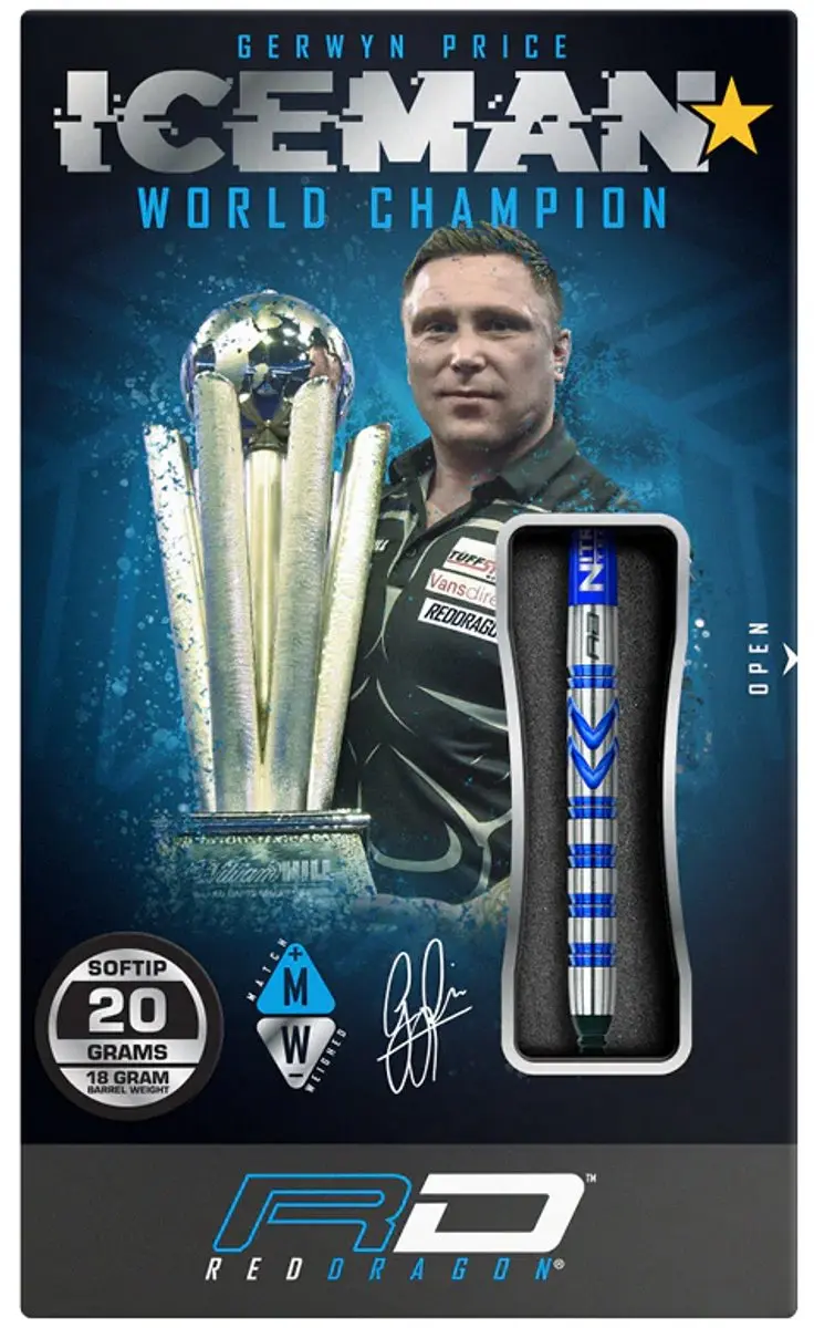 Red Dragon Gerwyn Price 90% Darts - 3 Stuks - Blauw/Zilver