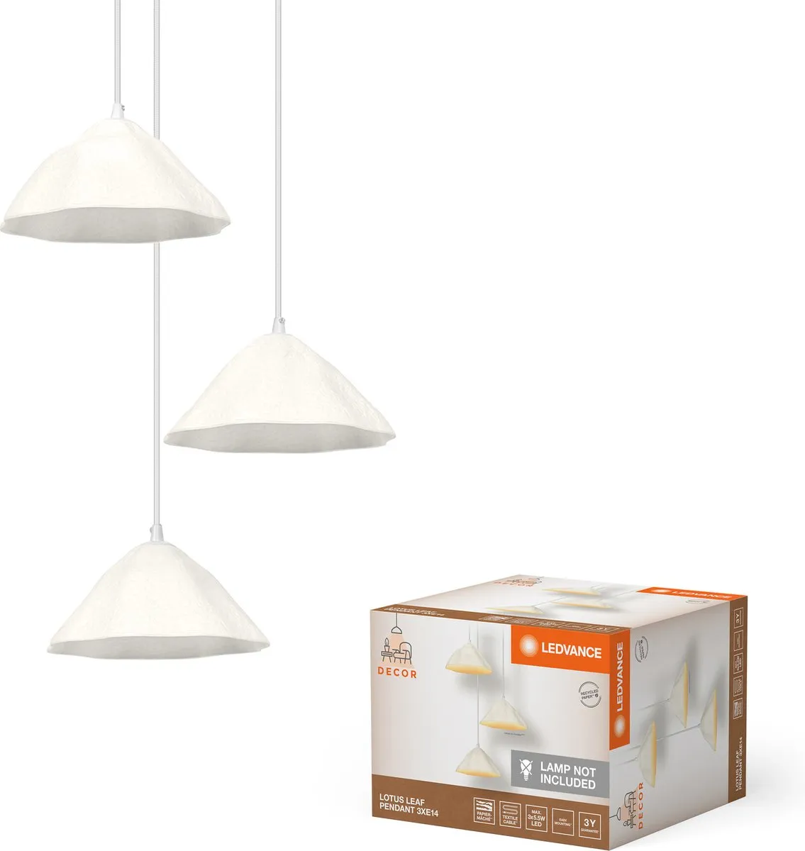 LEDVANCE Decor Lotus Leaf Hanglamp - 3 Lampen - Wit - E14