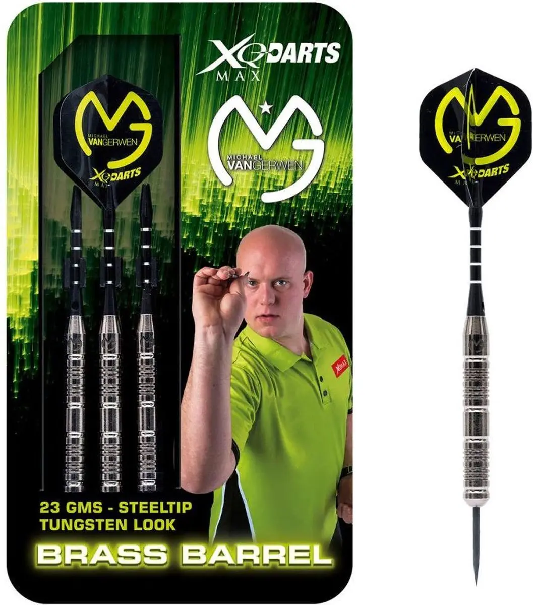 XQMax Michael van Gerwen Brass Dartpijlen 3 Stuks - Zwart