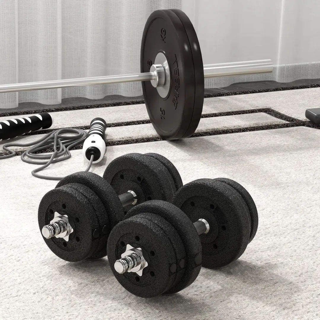 Homcom Hantelset 21kg - 12-delig - Kunstleder - Zwart