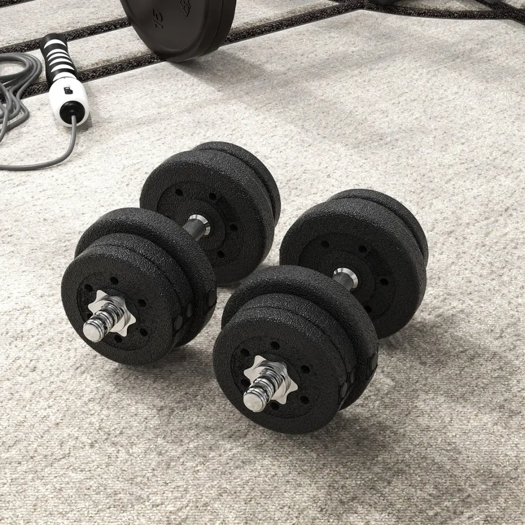 Homcom Hantelset 21kg - 12-delig - Kunstleder - Zwart
