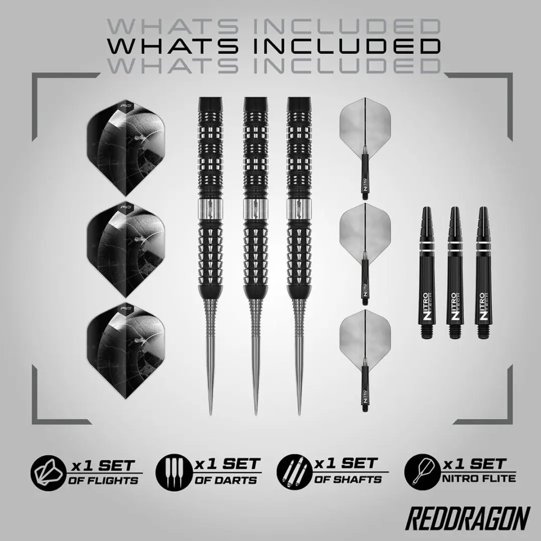 Red Dragon Recon Parallel Dartpijlen 3 Stuks - Zilver/Zwart