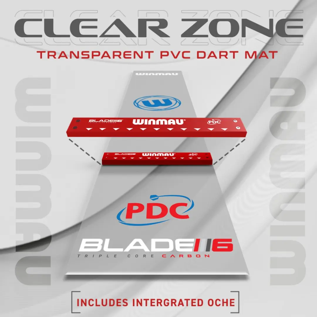 Winmau Clearzone Dartmat Transparant PVC - Rood