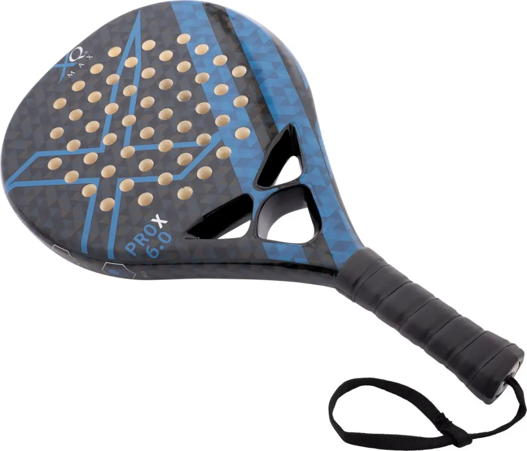 XQMax Padel Racket ProX 6.0 - Tas + 3 Ballen - Zwart/Blauw