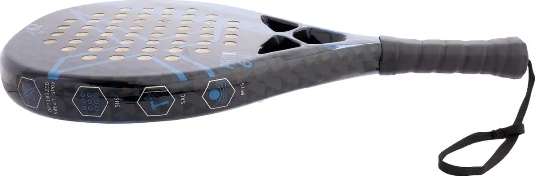 XQMax Padel Racket ProX 6.0 - Tas + 3 Ballen - Zwart/Blauw