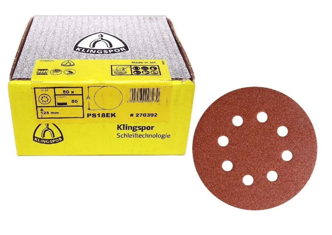 Klingspor PS 18 EK Schuurpapier 125mm - Korrel 80 - Zelfklevend - 50 Stuks