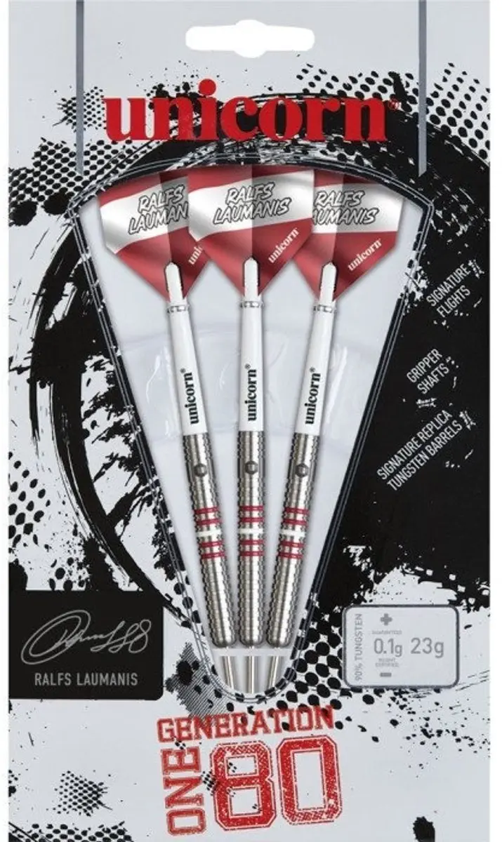 Unicorn Ralfs Laumanis 90% Dartpijlen - 3 Stuks - Rood/Zilver - afbeelding 6 van 6