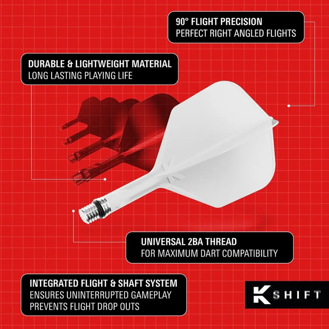 Target K-Shift White NO2 Dart Flights - 3 Stuks
