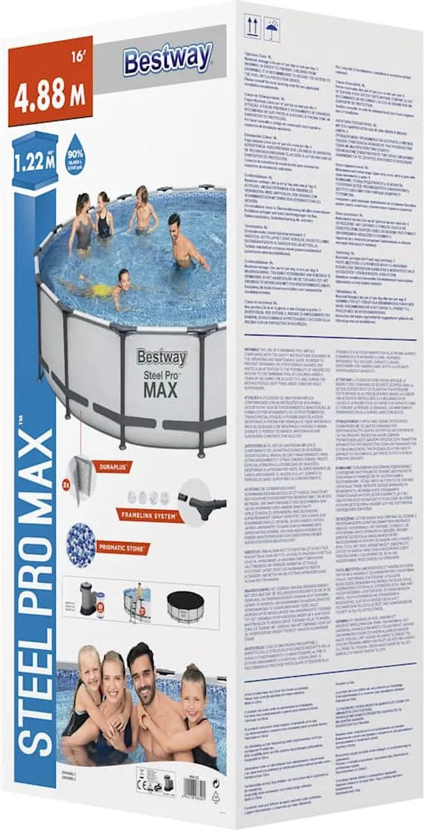 Bestway Steel Pro MAX Zwembadset 488x122cm - 19.48m³ - Grijs