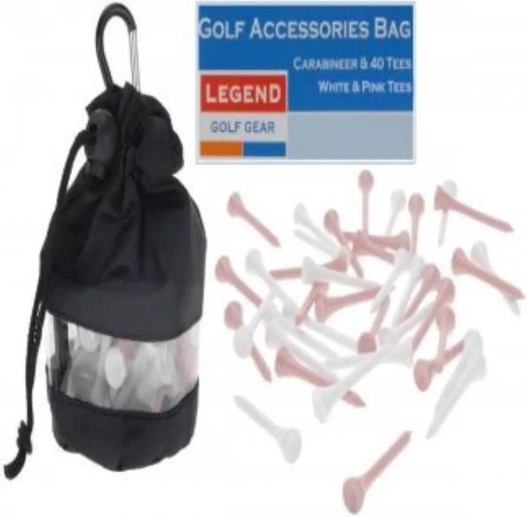 Legend Golf Tasje met 40 Tees - Wit/Zwart