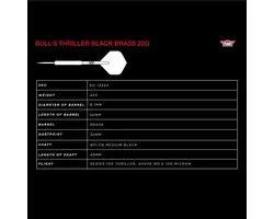 Bull's Thriller Black Brass Dartpijlen 3 Stuks - afbeelding 6 van 6