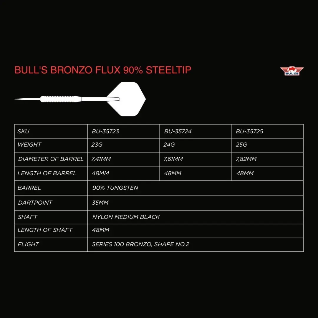 Bull's Bronzo Flux Dartpijlen 3 Stuks
