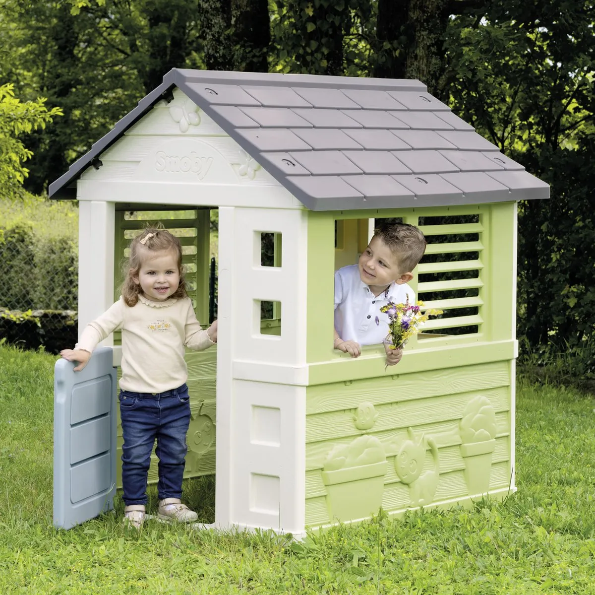 Smoby Jolie Playhouse Speelhuis 7600810737 - Groen/Blauw/Wit/Grijs