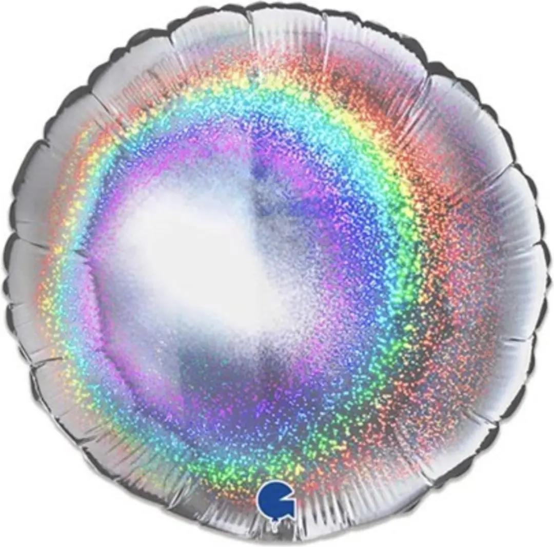 Grabo Folieballon Rond Glitter Zilver 46cm