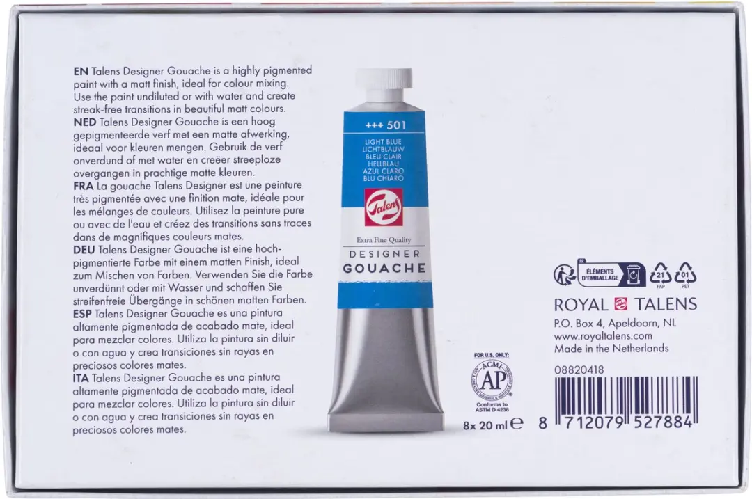 Talens Gouache Extra Fijn Verfset - 8x20ml Multicolor - afbeelding 6 van 6