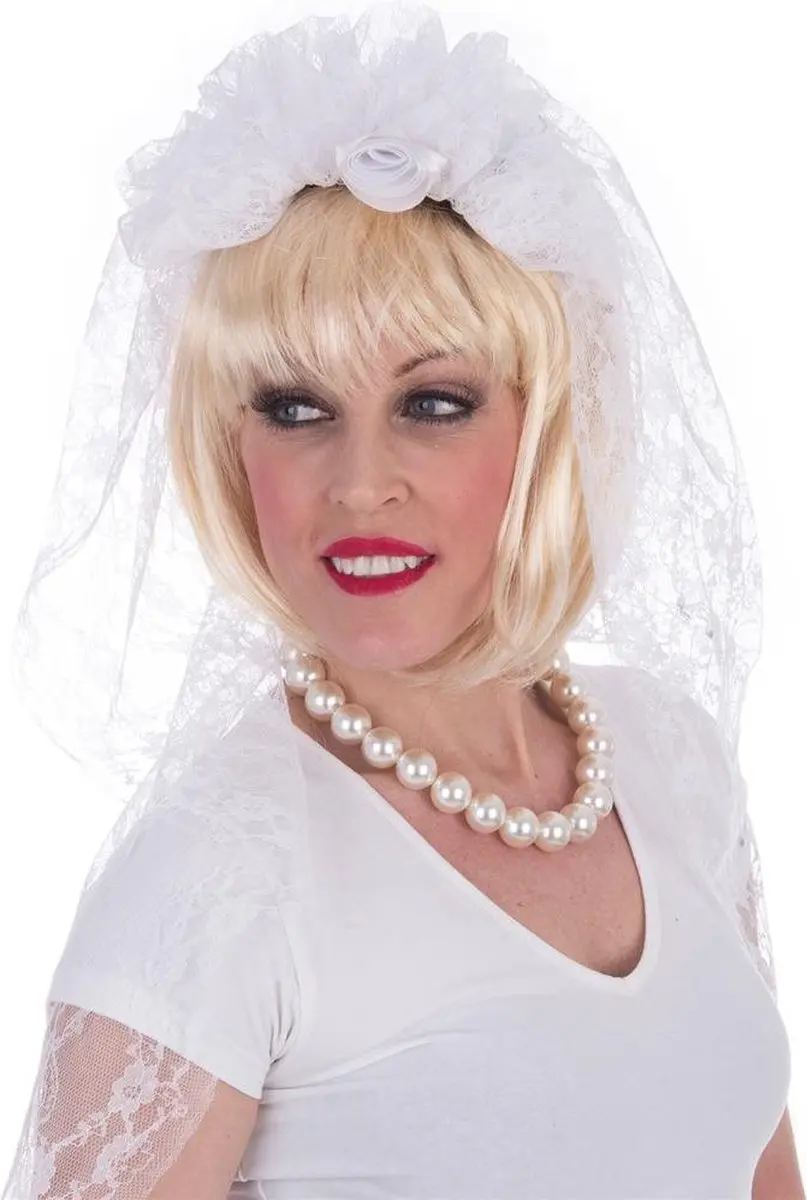 Espa Bruidssluier Steffie met Witte Roos
