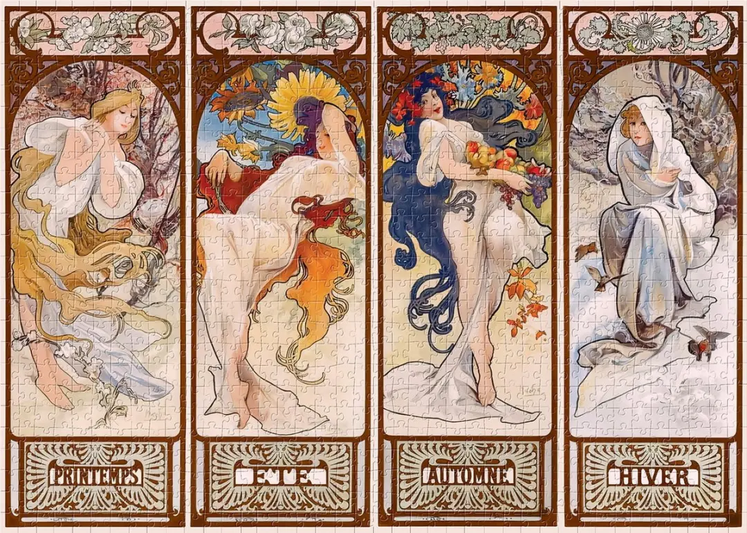 Geronimo Games Interdruk Puzzel Alfons Mucha 'Vier Seizoenen' 1000 Stukjes