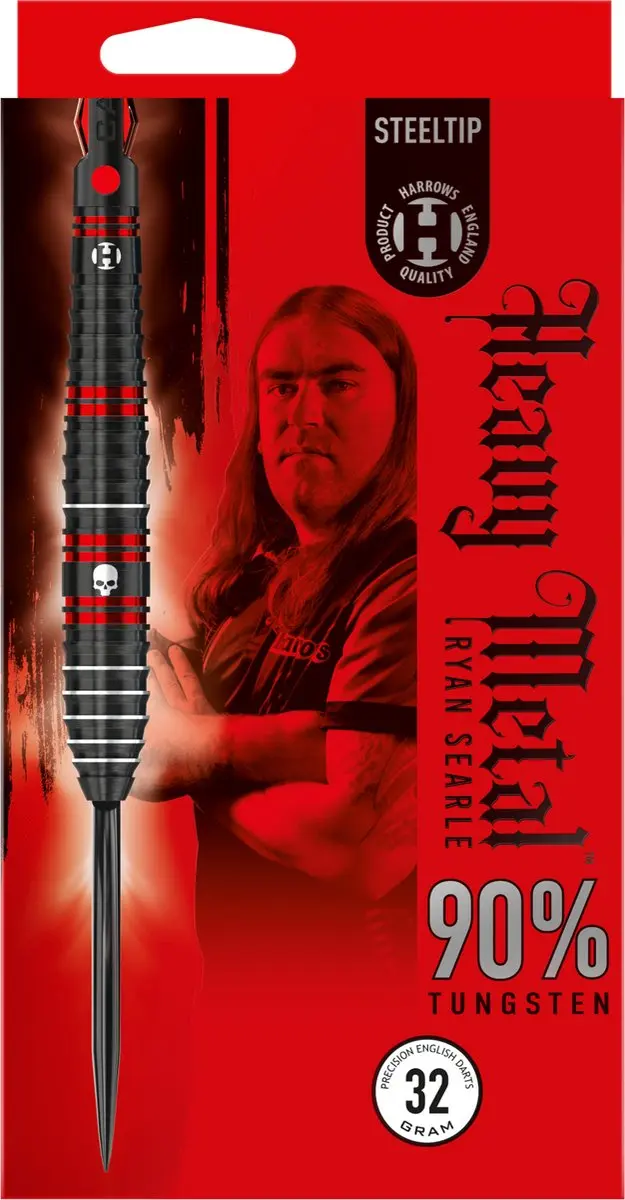 Harrows Ryan Searle 90% Tungsten Darts 23g - 3 Stuks - Rood/Zwart