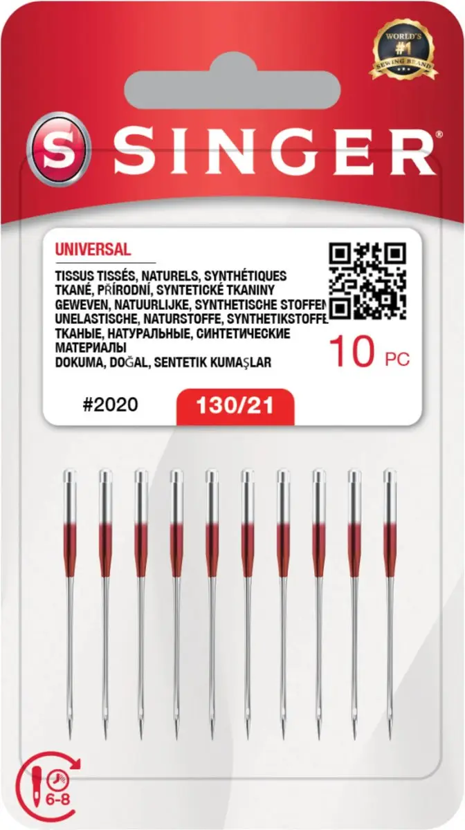 Singer Universal 2020 130 Naalden - 10 Stuks - Rood/Zilver