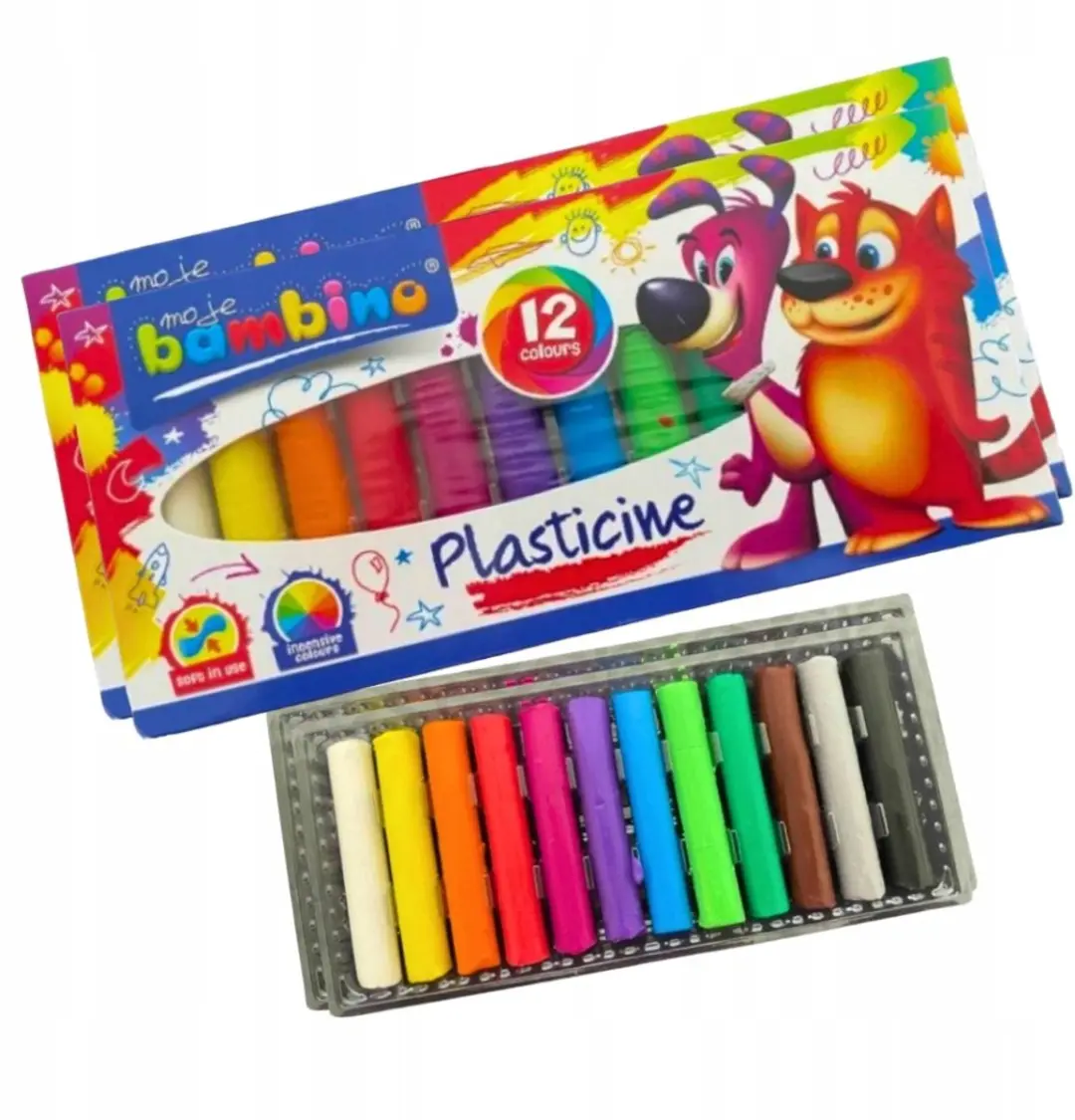Bambino School Klei Multicolor - 12 Stuks