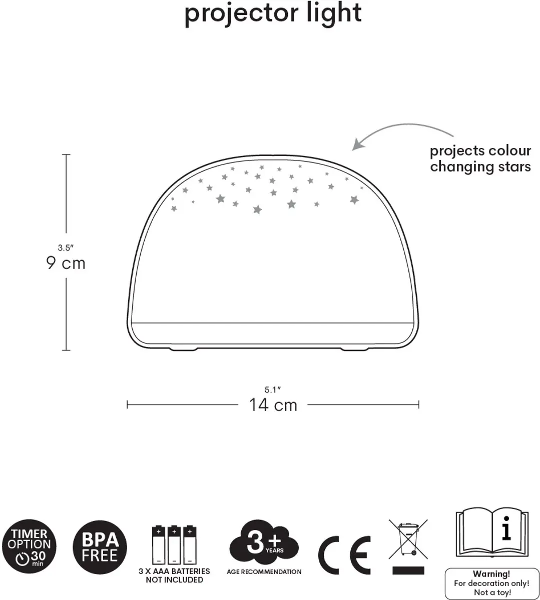 A Little Lovely Company Sterrenprojector Voertuigen Lamp - 3x AAA