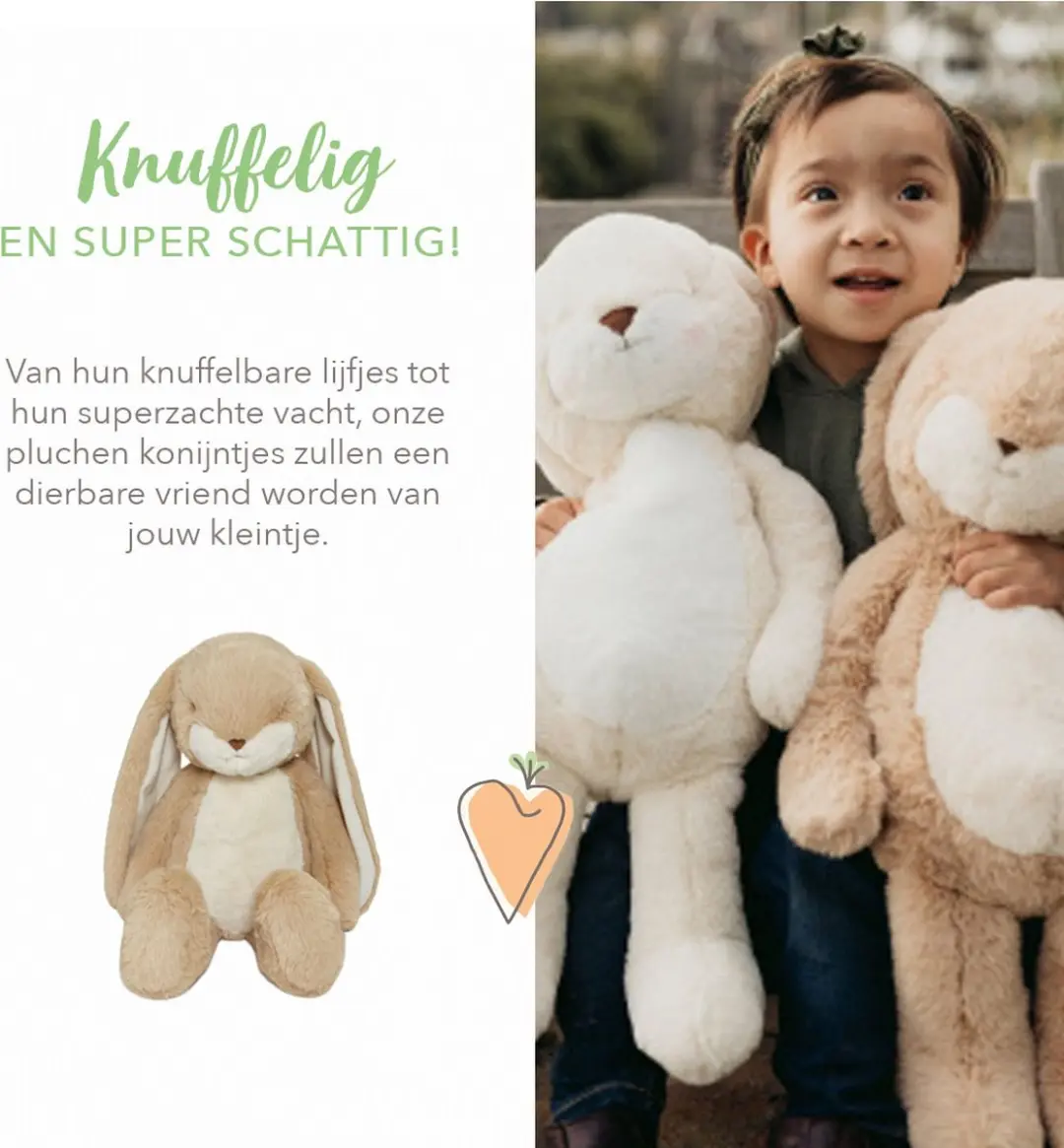 Bunnies By The Bay Floppy Nibble Knuffel - Amandel - 52 cm
