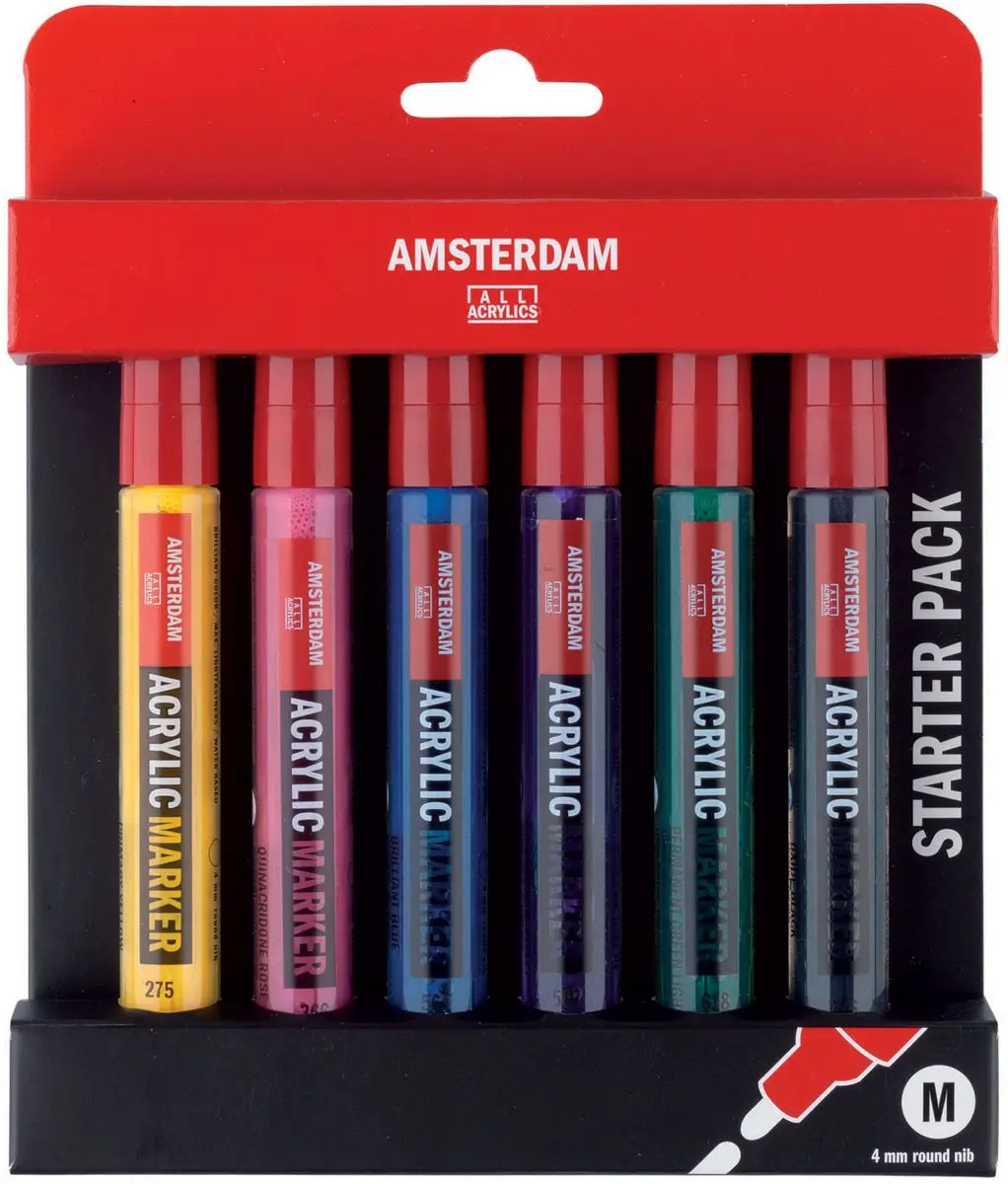 Amsterdam Acrylmarker Startersset - 6 Kleuren Assorti