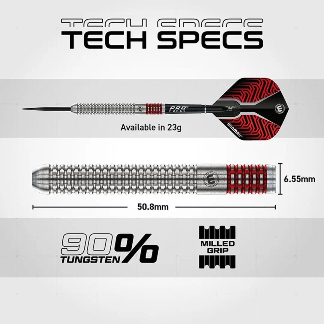 Winmau Team 360 Lewis Cook Dartpijlen - 3 Stuks - Rood/Zilver