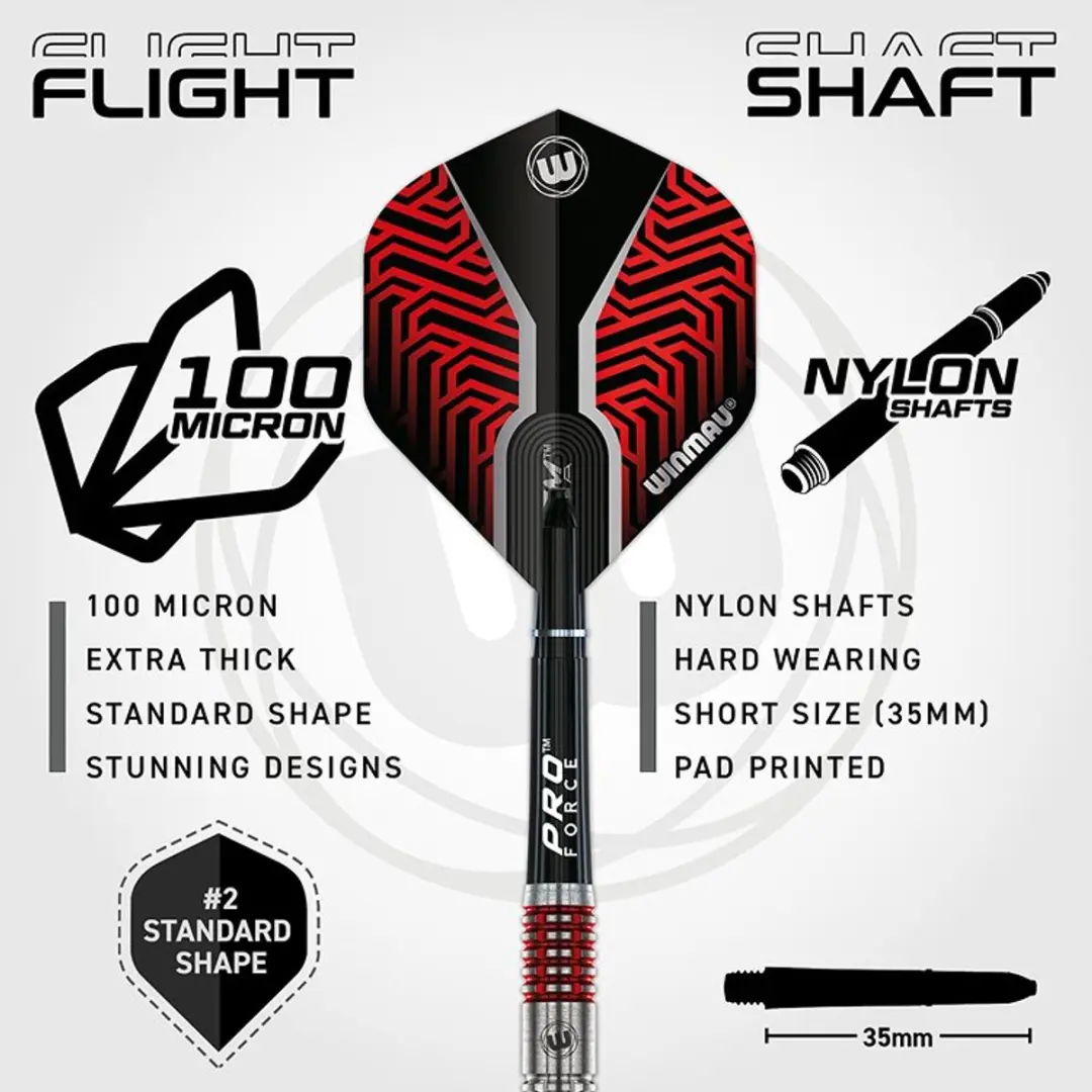 Winmau Team 360 Lewis Cook Dartpijlen - 3 Stuks - Rood/Zilver