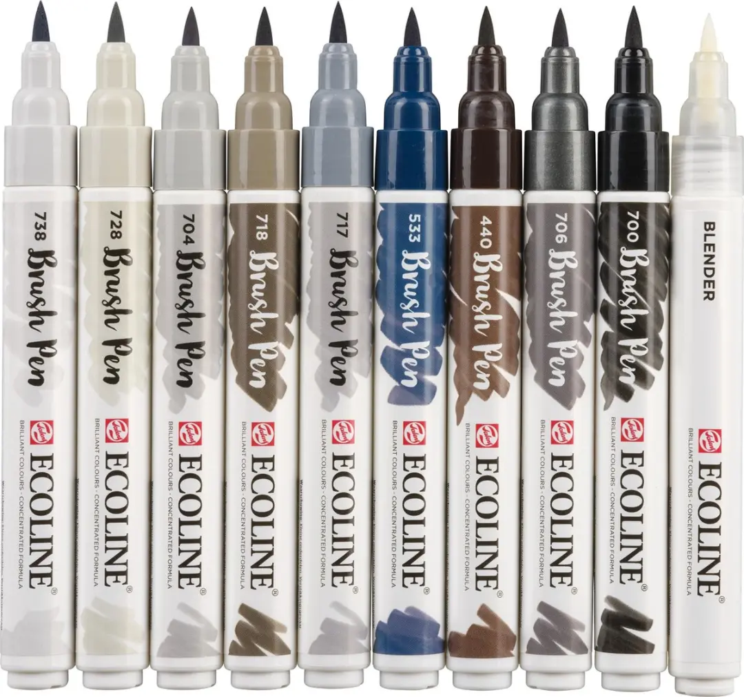 Ecoline Brush Pen - 10 Stuks - Grijs