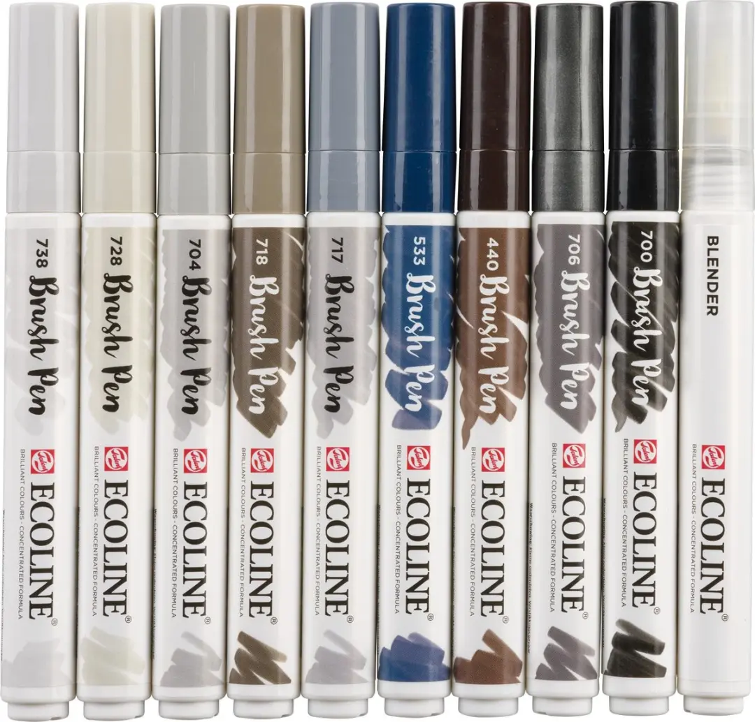 Ecoline Brush Pen - 10 Stuks - Grijs