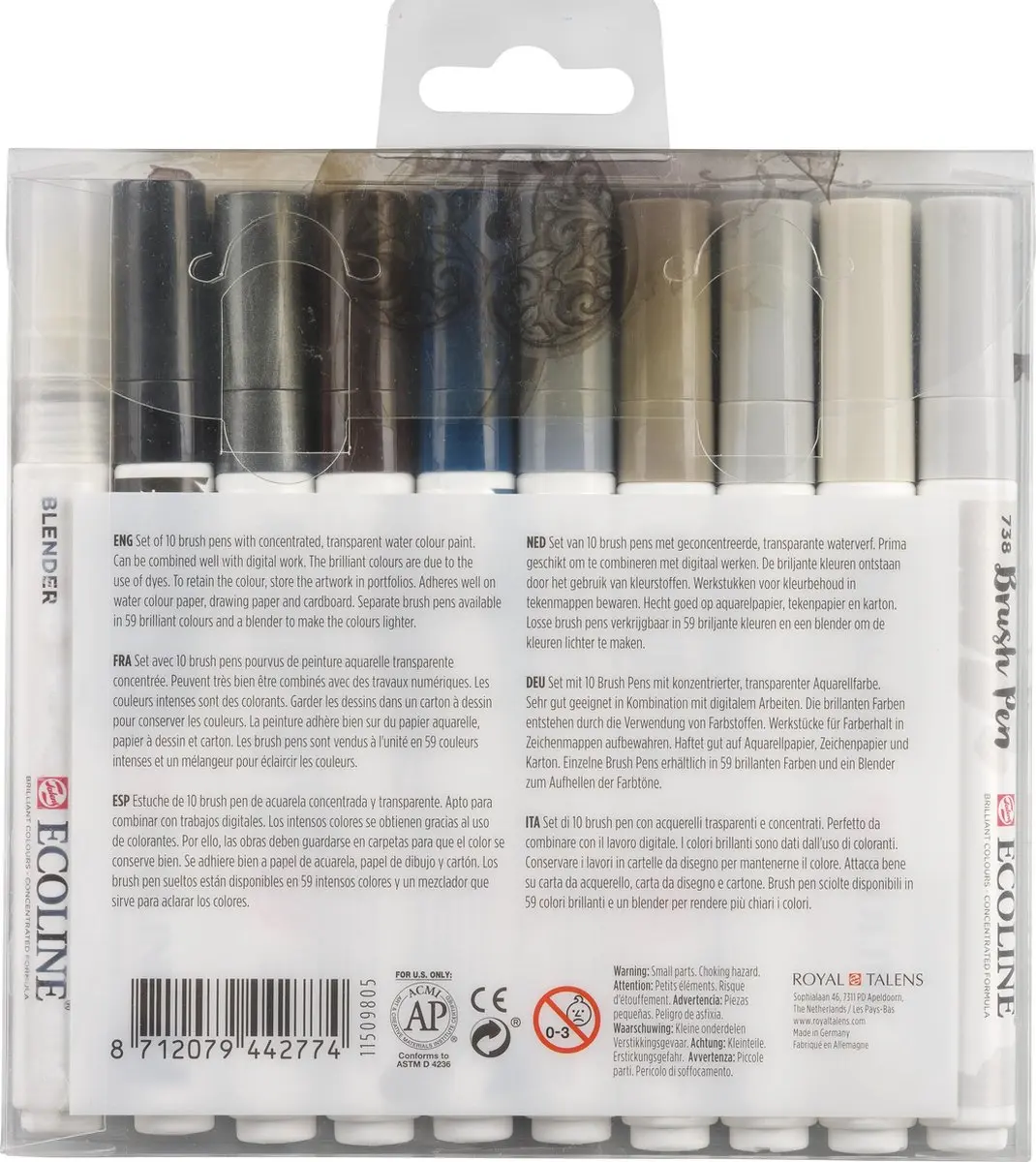 Ecoline Brush Pen - 10 Stuks - Grijs