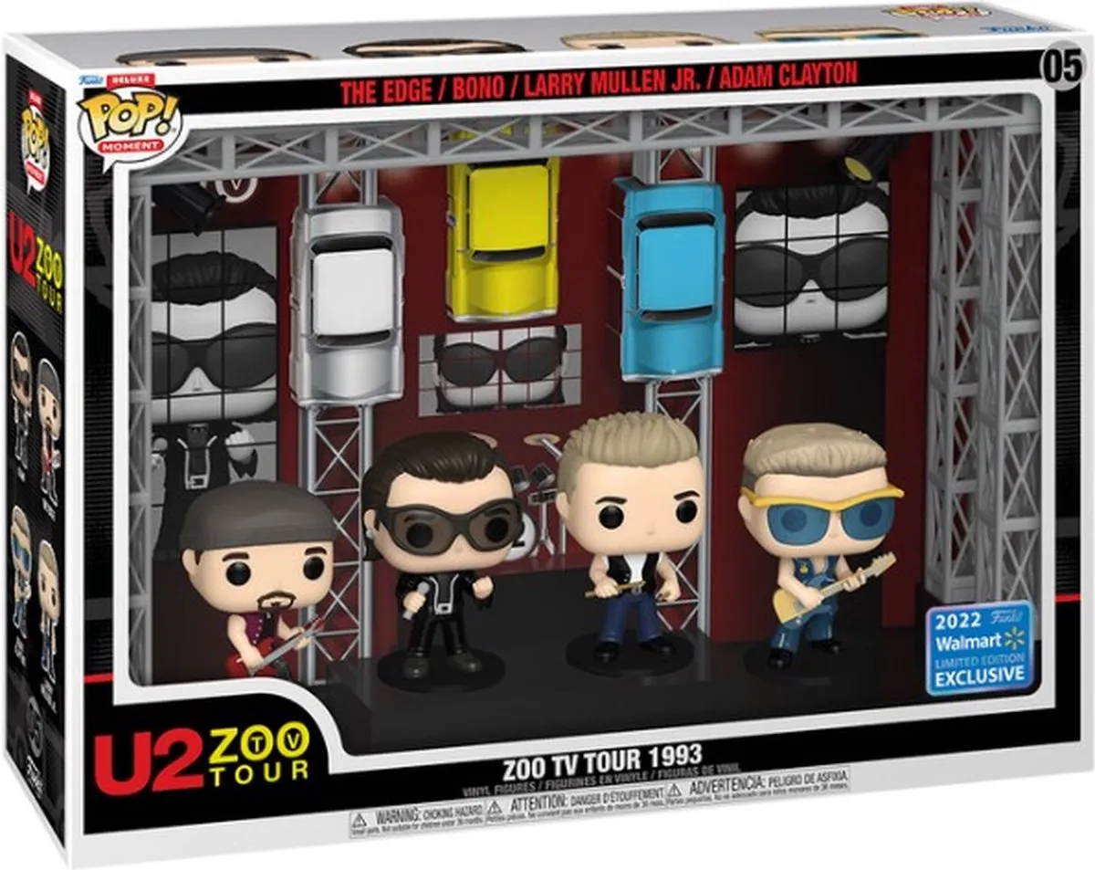 Funko U2 POP! Moments DLX Zoo TV 1993 Tour - 4 Stuks - Multicolours