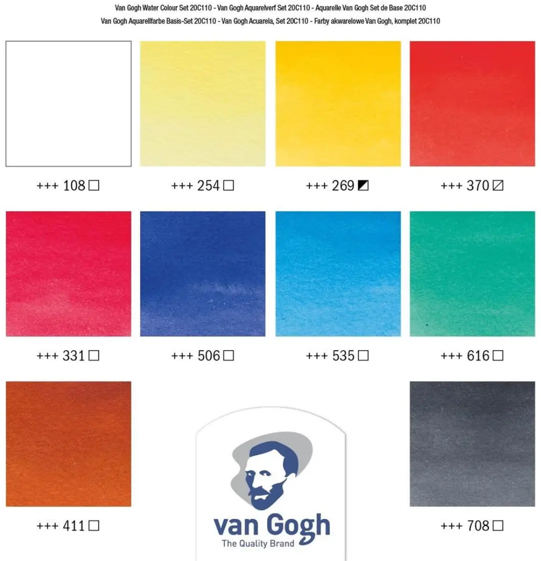 Van Gogh Aquarelverfset 10 Kleuren 10ml - Assorti