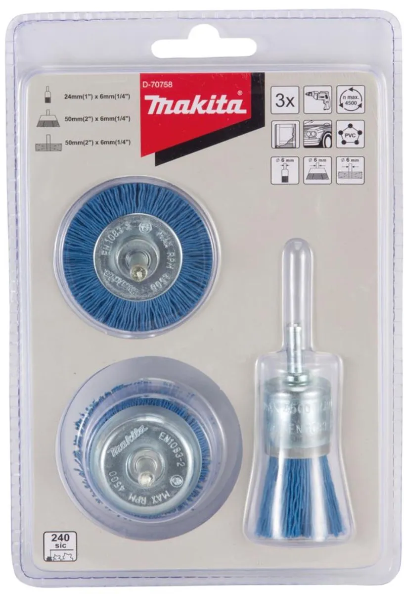 Makita Borstelset Nylon D-70758 - 3-delig