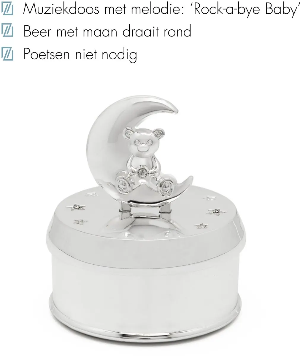 Zilverstad Muziekdoosje Beer en Maan - Zilver