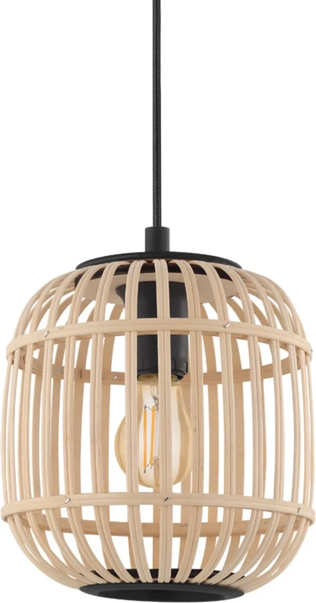 Eglo Bordesley Hanglamp - 1 Lichtpunt Ø21cm - Zwart/Bruin