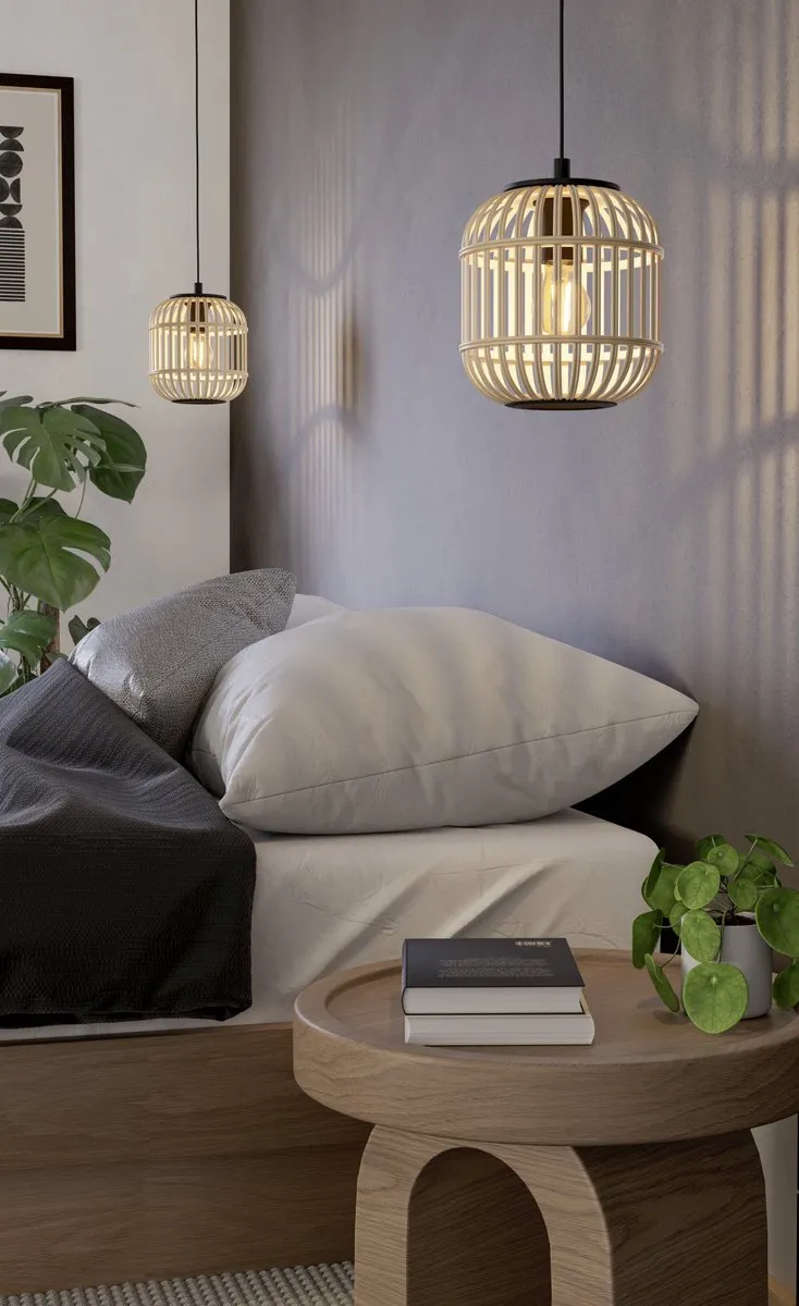 Eglo Bordesley Hanglamp - 1 Lichtpunt Ø21cm - Zwart/Bruin - afbeelding 6 van 6