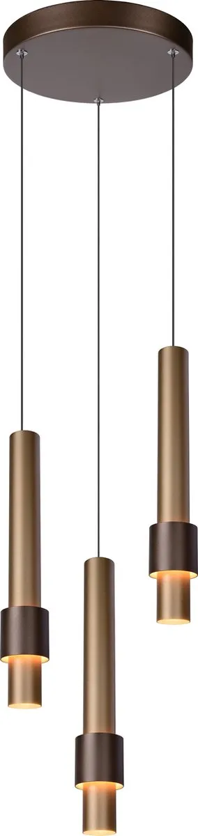 Lucide Margary Hanglamp - Ø28cm - 3x4W LED 2700K - Koffie
