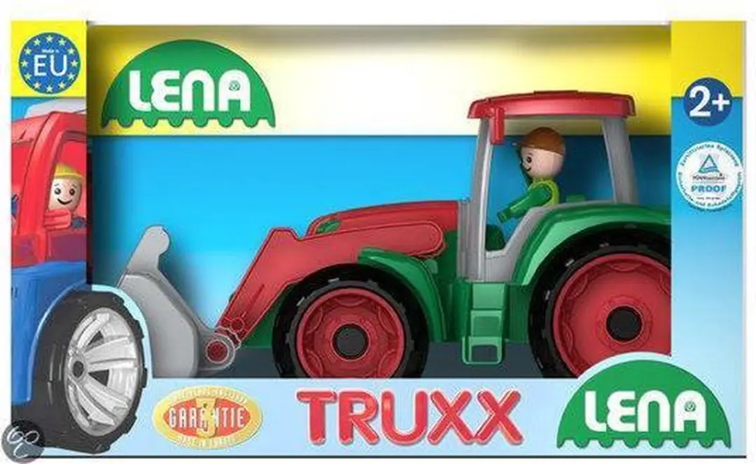 Lena Tractor Truxx SM04417 Speelgoedtrekker - 38,1x16,5cm - Rood/Groen
